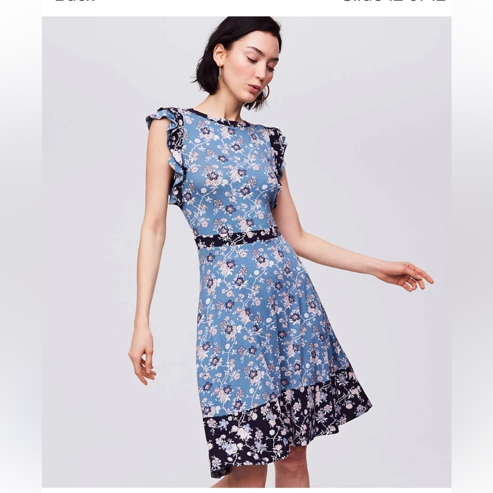 NWT LOFT Mixed Print Flutter Dress